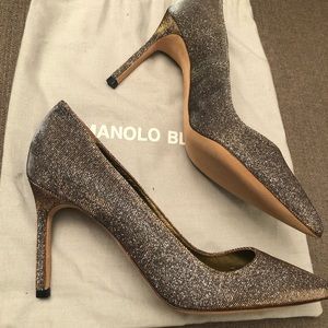 Manolo Blahnik BB 90mm Metallic Fabric Pumps